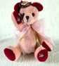 Orchid, a 6" collectable bear handmade from vintage materials - Image 2
