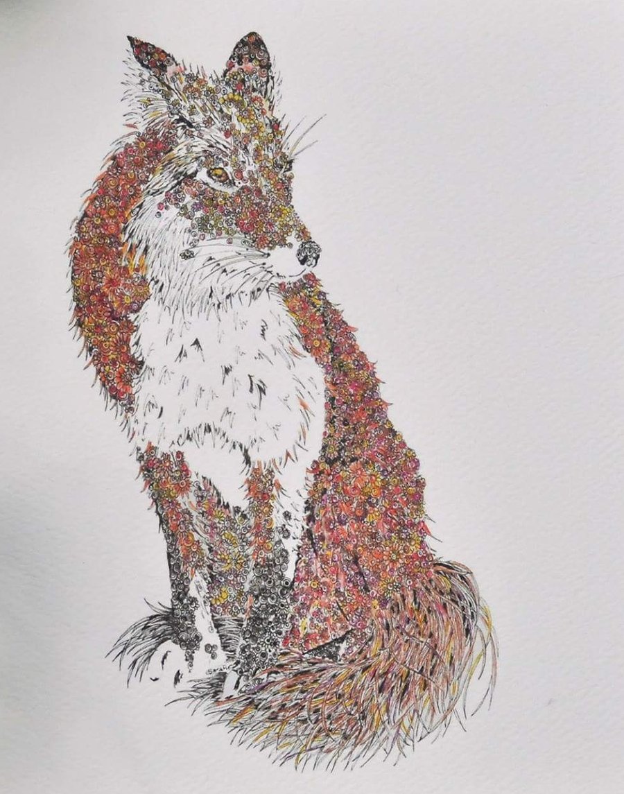 Mr Fox mounted signed print 12 x 15"