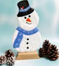 Large Fused Glass Snowman on Stand