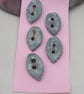 5 Small Leaf Shaped Sage Green Ceramic Buttons - Image 1