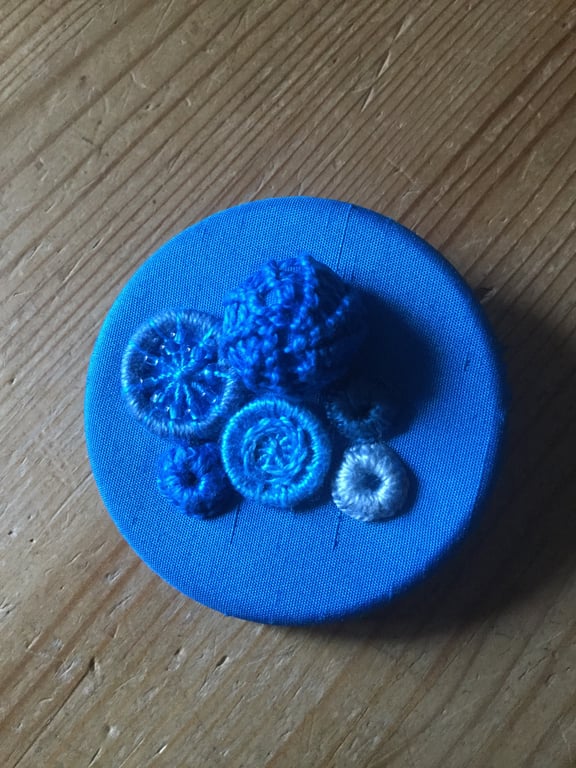 Dorset Button Medley Brooch, Turquoise 