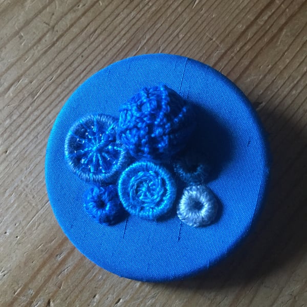 Dorset Button Medley Brooch, Turquoise 