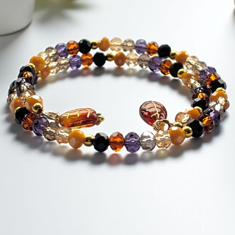 Austrian Crystal Glass memory wire wrap bangle