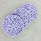 Makeup remover pads - Face scrubbies made from lilac cotton rich yarn