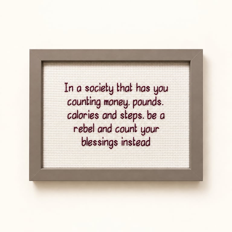 Count Your Blessings – Inspirational Handmade Cross Stitch – Framed Gift 7x5