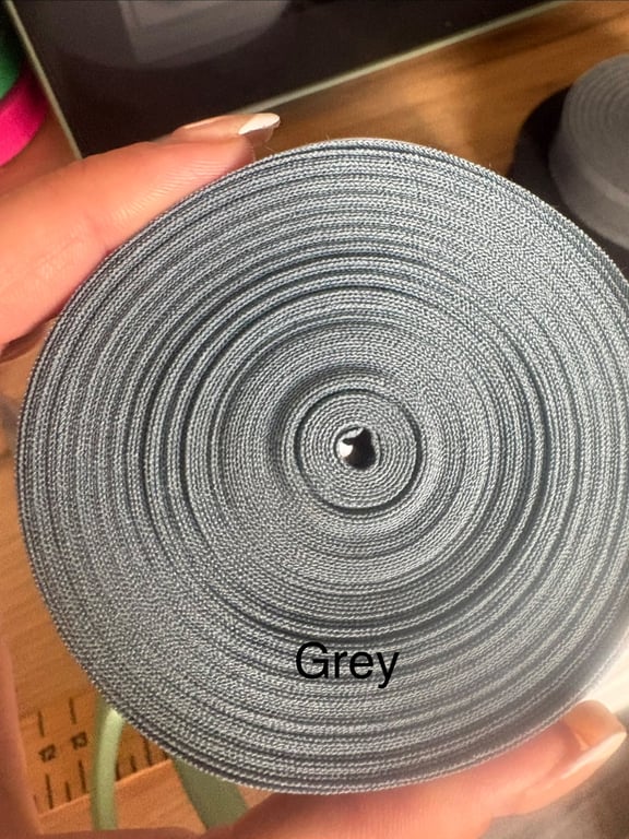 5 meters 1" (25mm) grey cotton bias binding 