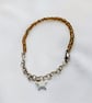 Handmade Sterling Silver & Amber Crystal Beaded Star Charm Bracelet