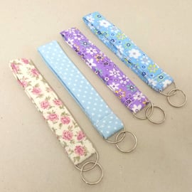 Wrist key ring, fabric key chain, handmade wrist key ring in various colours.