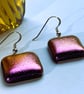Square Purple Dichroic Glass Earrings - Image 2