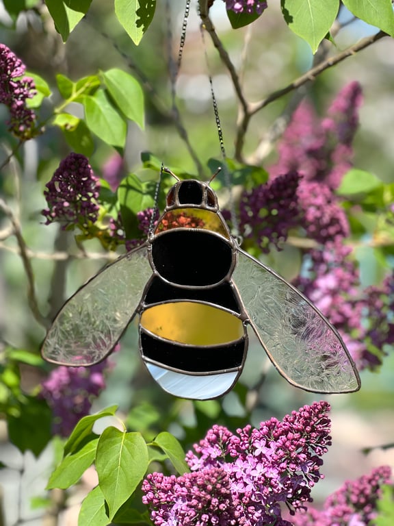 Stained Glass Bee - glass bumblebee, garden lover gift