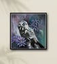 Moonlit Wisdom – Original Owl & Lilac Mixed-Media Painting - Image 1