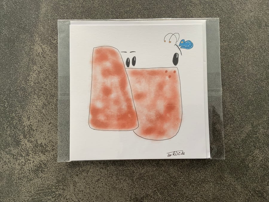 Dog and Butterfly Blank Card