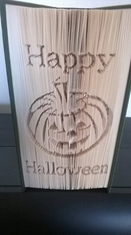 Happy Halloween, Pumpkin, CUT & FOLD Book Folding Pattern - EMAILED PDF PATTERN