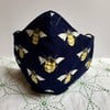 Reusable Bee Cotton Fabric Face Mask with Nose Wire and Pocket Adult Child