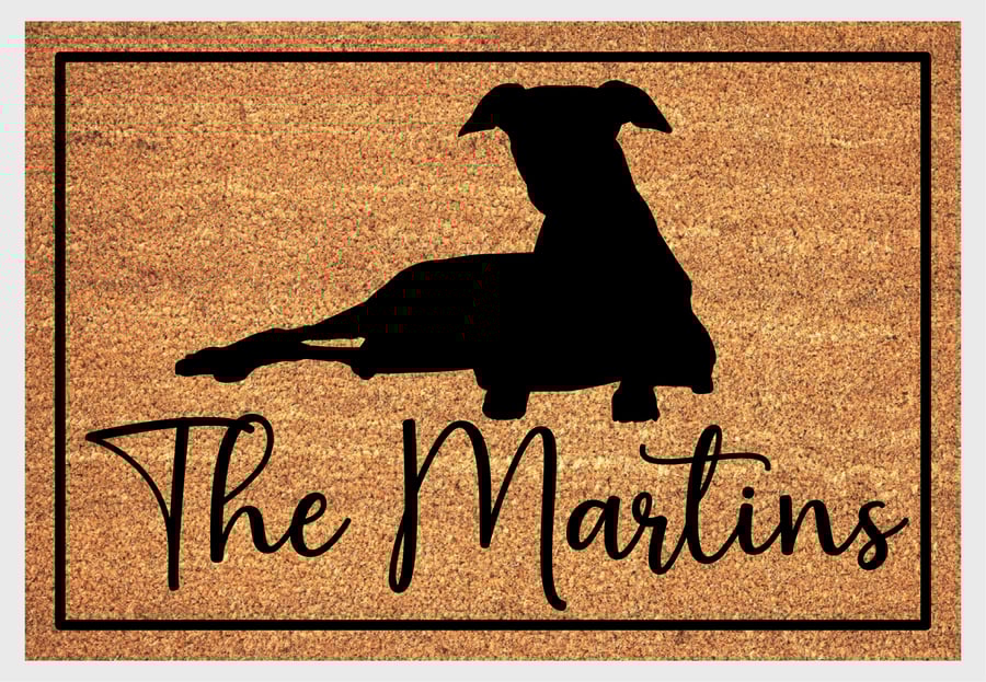 Whippet Door Mat No.3 - Personalised Whippet Welcome Mat - 3 Sizes