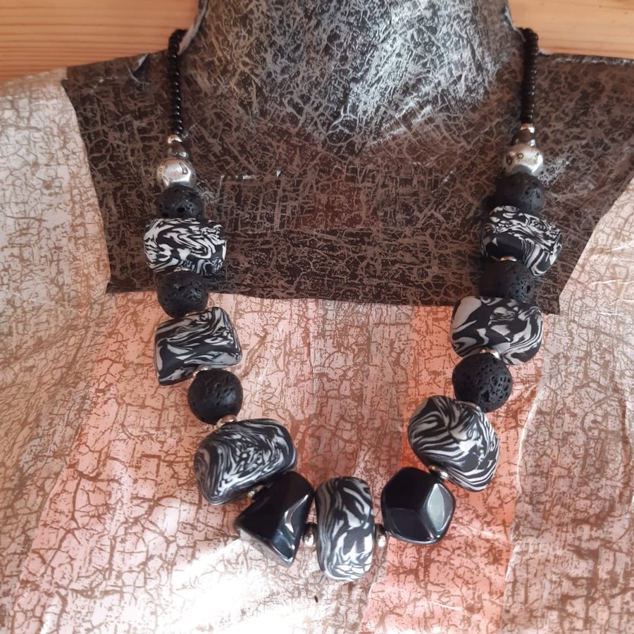 Black and white statement necklace