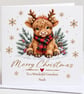 Personalised  Highland Cow Christmas Card – Custom Name & Relation - Image 2
