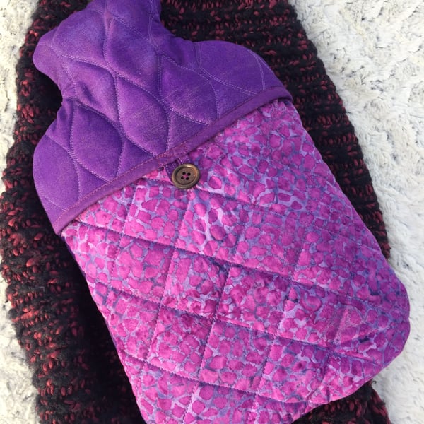 Cover - Hot Water Bottle, 2L - Purple - Batik, 100% Cotton, Quilted