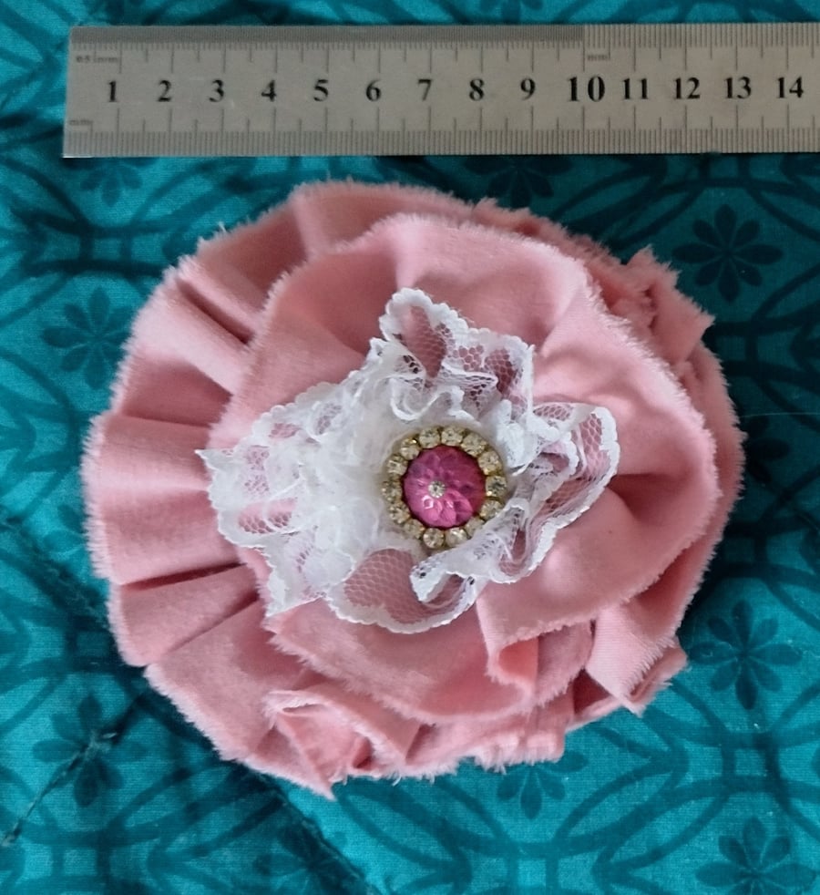 Boho Shabby Chic Cottage Core Ruffle Flower Brooch
