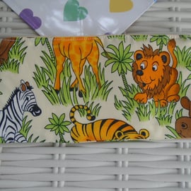 Jungle Animals Pencil Case or Small Make Up Bag.