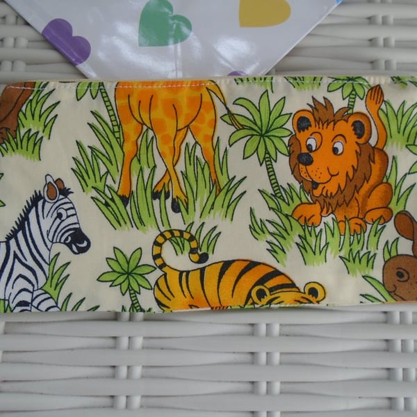 Jungle Animals Pencil Case or Small Make Up Bag.