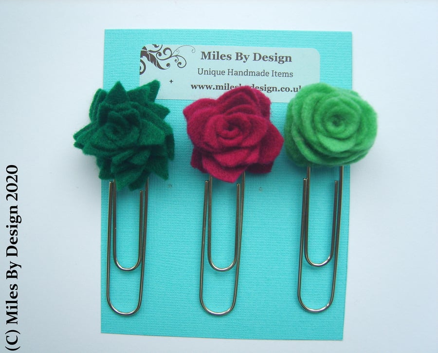 Paper Clips With Felt Succulent Detailing