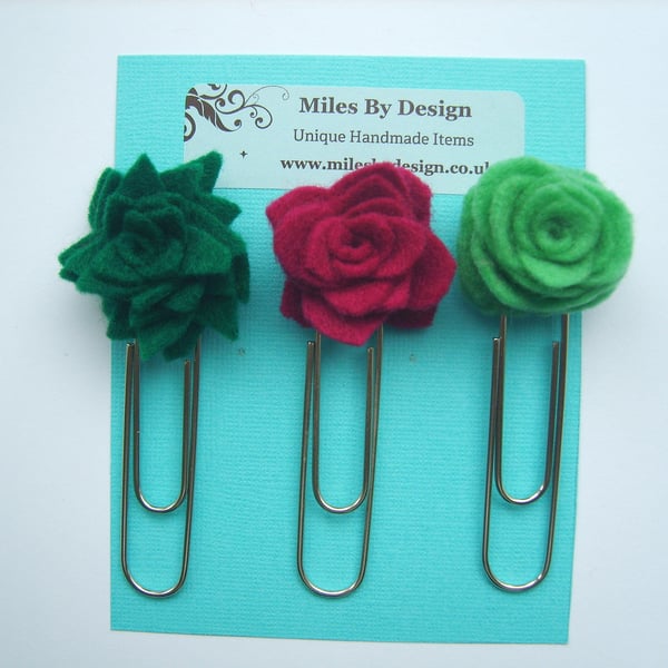 Paper Clips With Felt Succulent Detailing