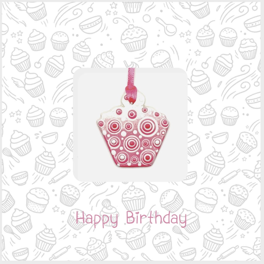 Strawberry & Blueberry Cupcake Ceramic Keepsake Card