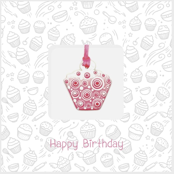 Strawberry & Blueberry Cupcake Ceramic Keepsake Card