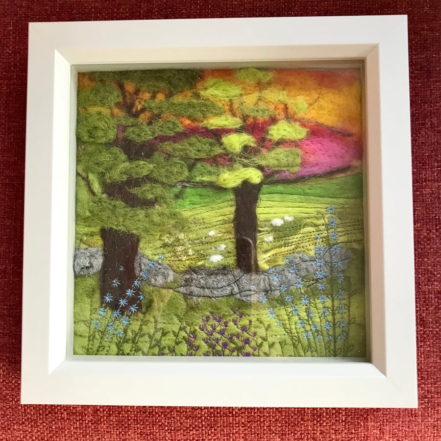 Needle felted landscape picture 