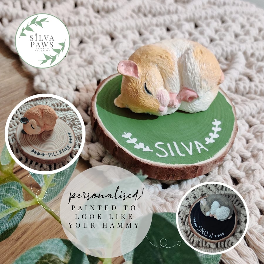 Personalised Hand Painted Memorial Sleeping Hamster Ornament - Silva Paws