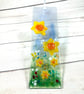 Wall hanging fused glass daffodil panel
