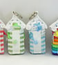 Beach hut keyring  (rainbow stripe with bunting)  - Image 6