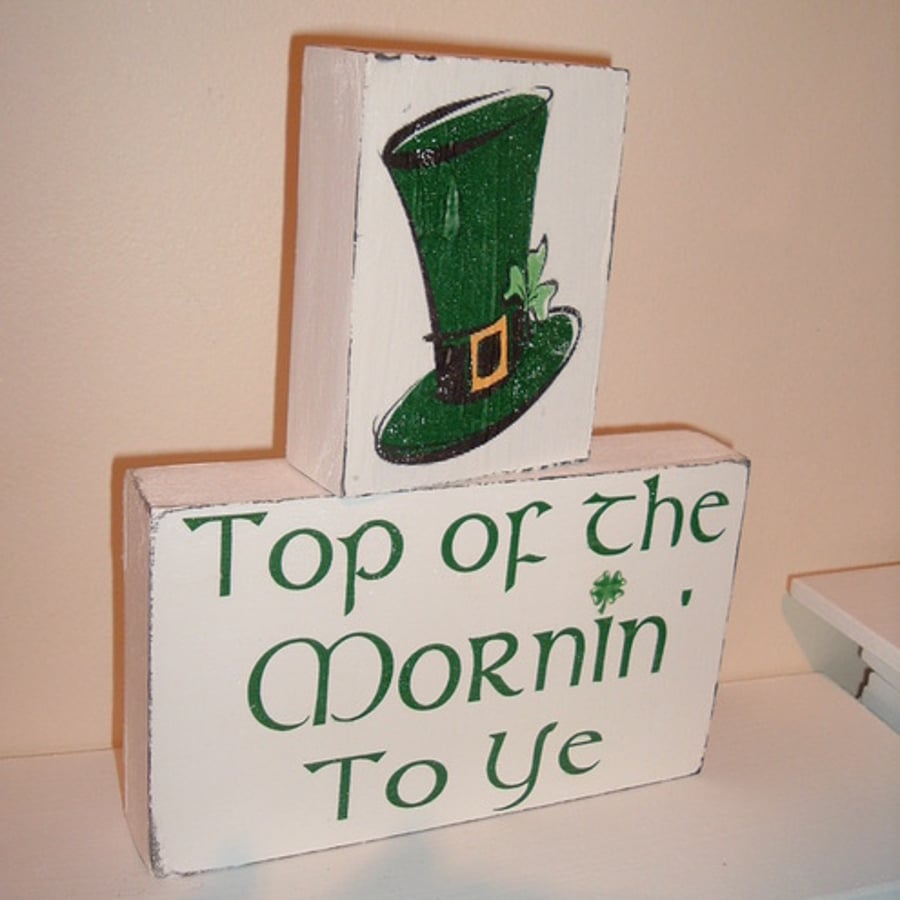 Shabby chic top of the mornin' to ye irish blocks