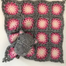 Crochet Hazel the Hippo Baby Comforter - Handmade Baby Snuggle Lovey.