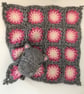 Crochet Hippo Baby Comforter - Handmade Baby Snuggle Lovey.