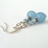 Blue jade and crystal handmade earrings