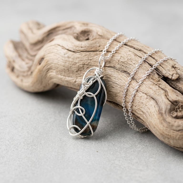 Wire Wrapped Agate necklace 