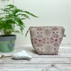 Hand Printed Linen Wash Bag, Toiletry Bag, Accessory Bag