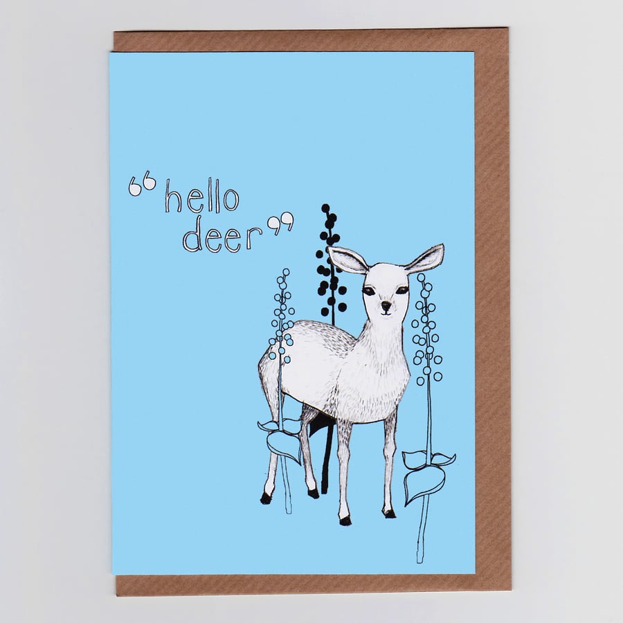 Hello Deer, Illustrated Greetings Card