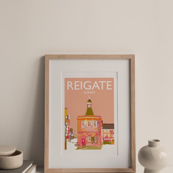 Reigate Old Town Hall, Surrey Giclee Travel Print (unframed)
