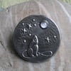  Moongazing Hare Silver Pewter Brooch with Moonstone