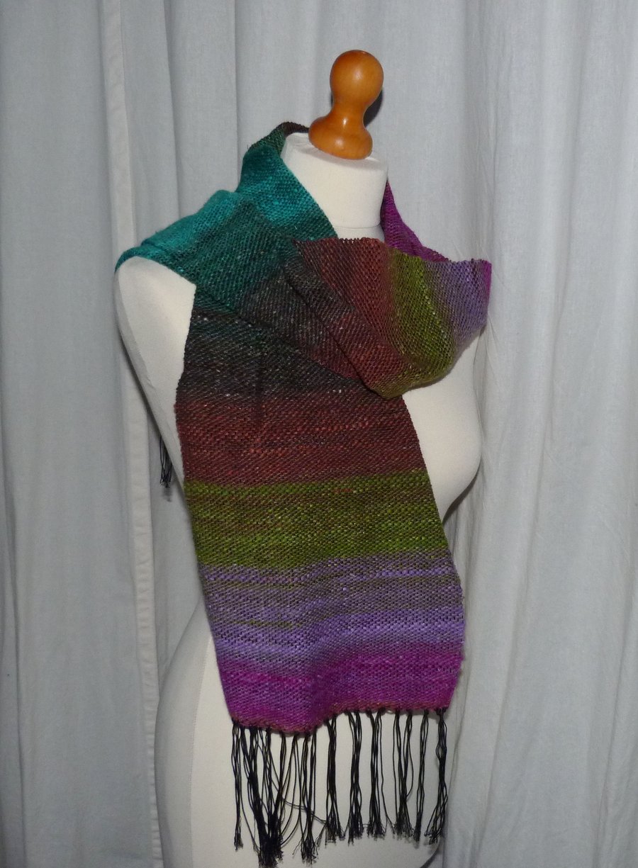 Handwoven Scarf in Noro Silk yarn