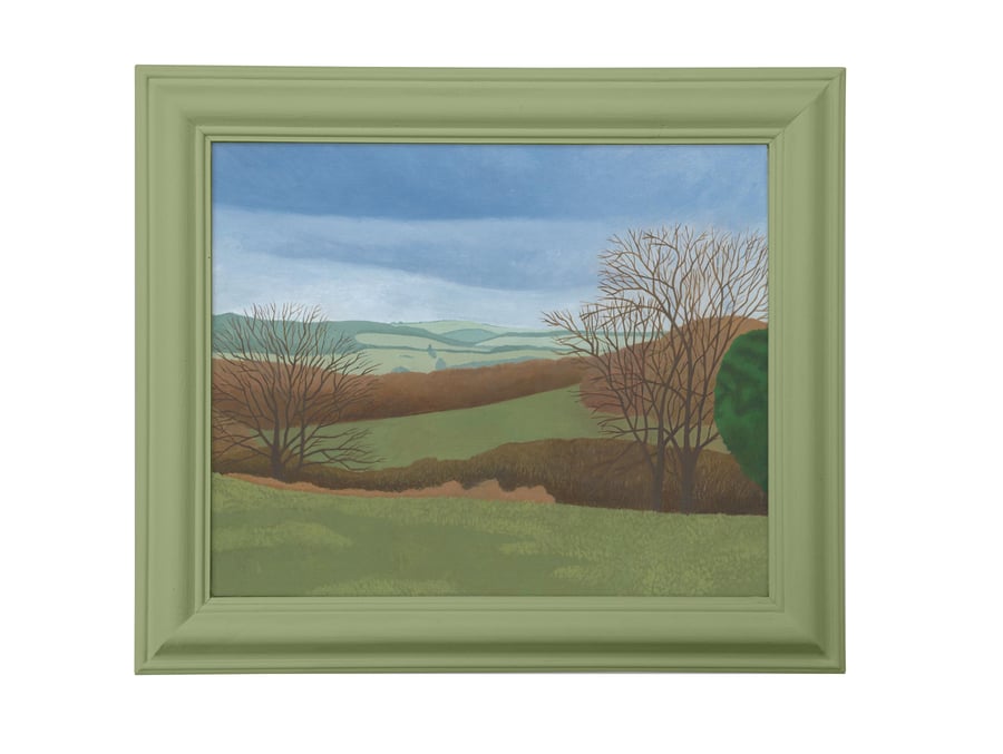 Fields in Winter (Original Painting, Landscape, 10 x 12" Canvas Board)