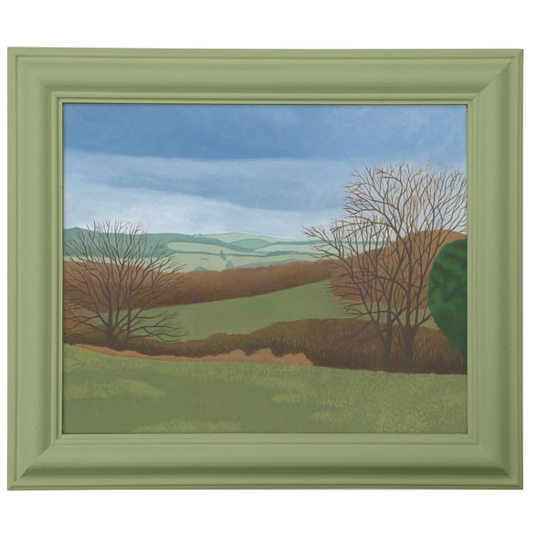 Fields in Winter (Original Painting, Landscape, 10 x 12" Canvas Board)