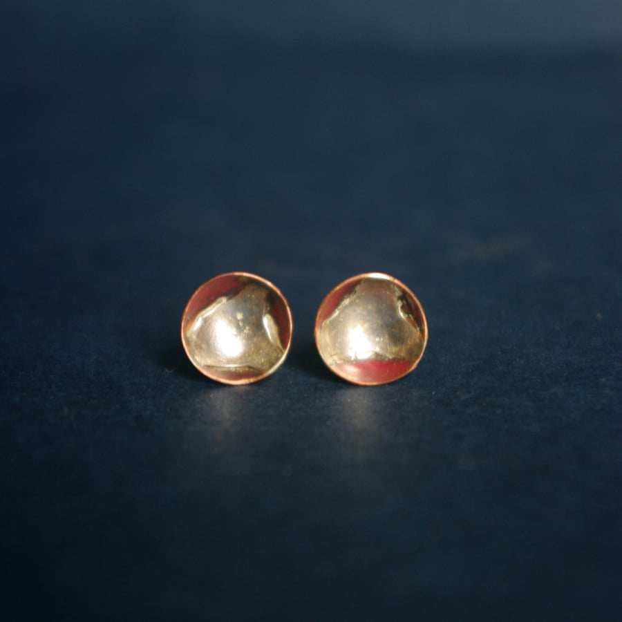 Copper Cup Studs with Silver 