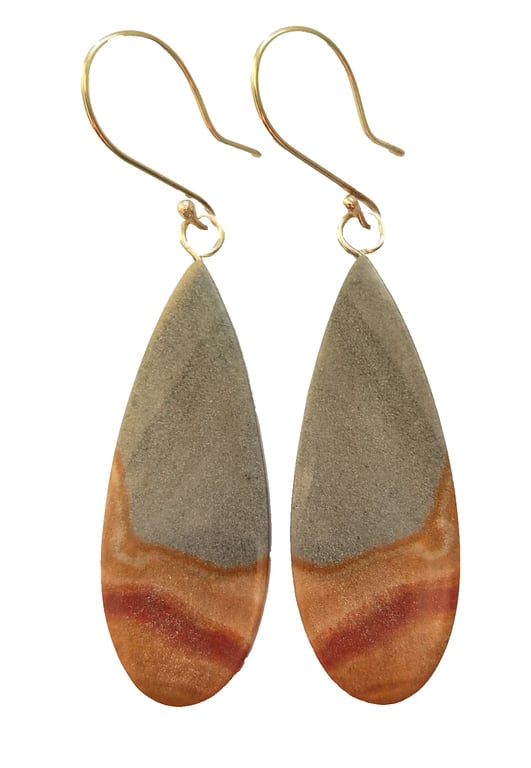 Maligano Jasper Earrings Recycled Sterling Silver Jewellery Gift Teardrop Dangle