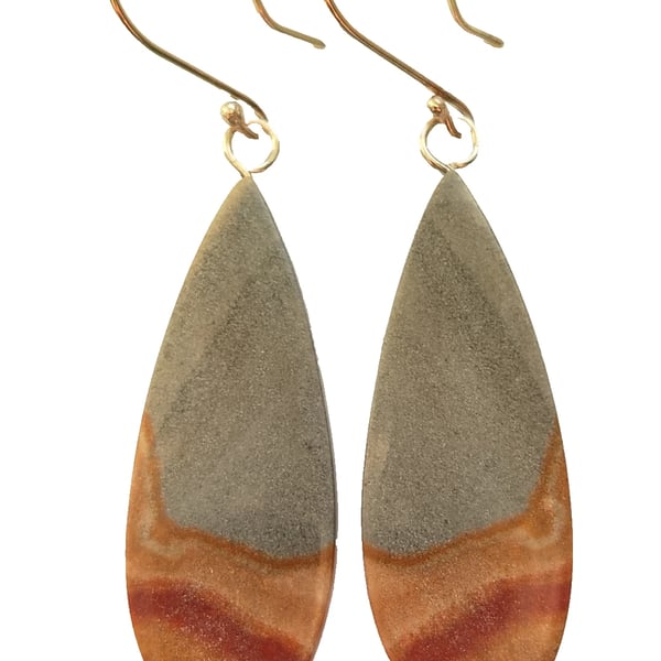 Maligano Jasper Earrings Recycled Sterling Silver Jewellery Gift Teardrop Dangle
