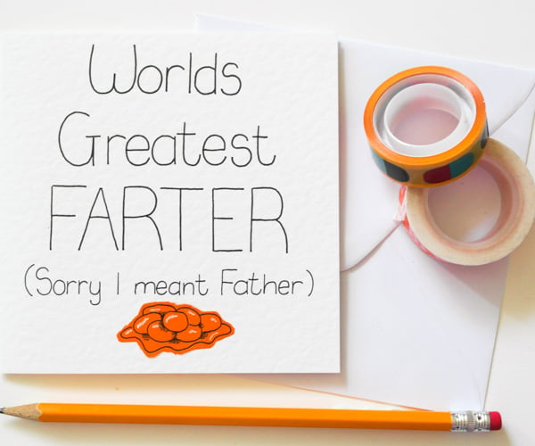 World's Best Farter (sorry I meant Father) Father's Day card, Funny Dad Birthday