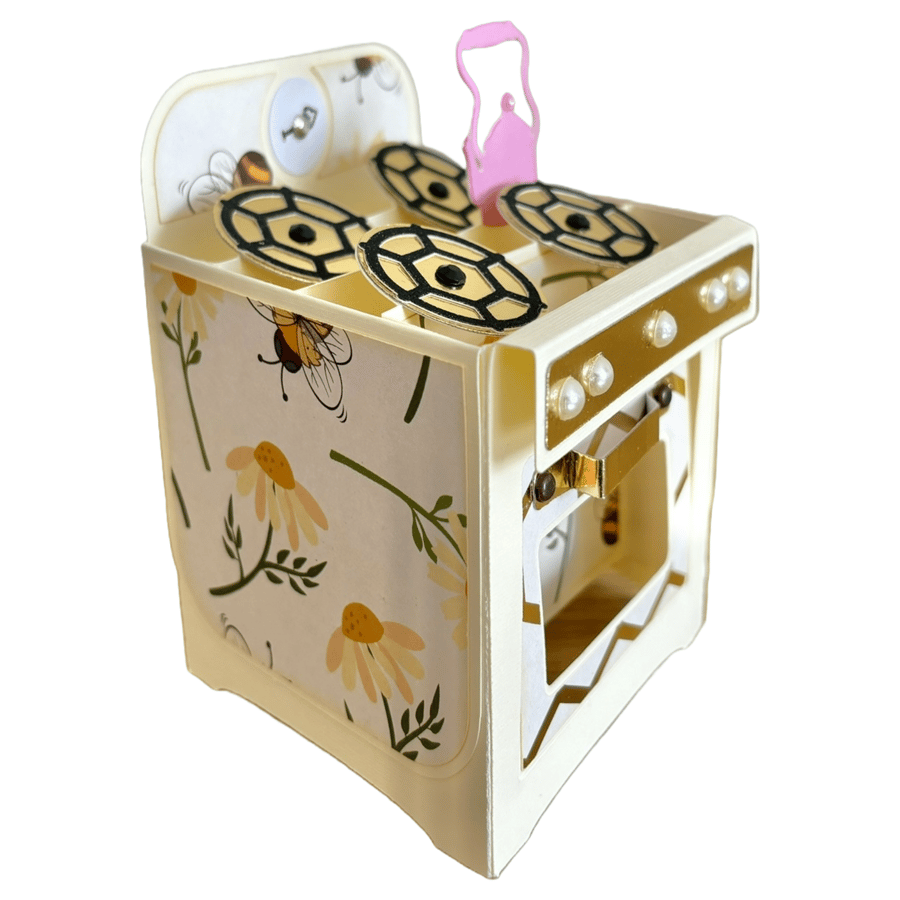 3D Retro Oven Pop Up Card, Vintage Mother's Day Card, Best Cook Ever Card